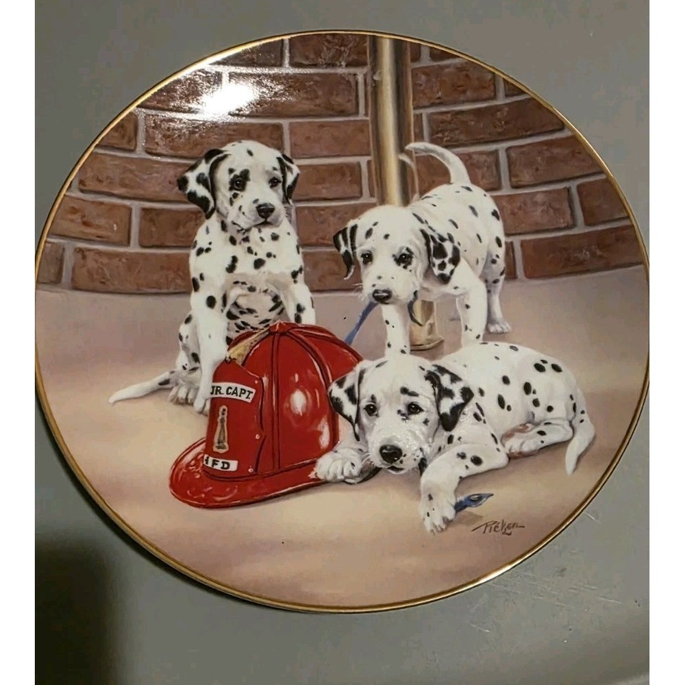 Princeton Gallery Limited Edition Porcelain Plate #AA0095 Firehouse Frolic